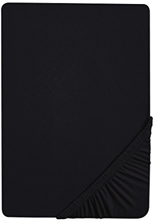 Traumhaft Schlafen - Castell - Markenbettwäsche 0077113 Spannbetttuch Jersey Stretch 1x 60x120 cm - 70x140 cm, schwarz