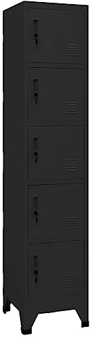 vidaXL Schließfachschrank Spind Schrank Umkleideschrank Metallschrank Fächerschrank Aktenschrank Büroschrank Lagerschrank Schwarz 38x40x180cm Stahl