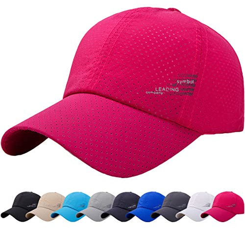 Cappello da Baseball Traspirante Cappellino Uomo con Visiera Origins Baseball Cotone Cappello Uomo Cappello da Donna Estivo Protezione UV per Sport (Rosso Rosa)
