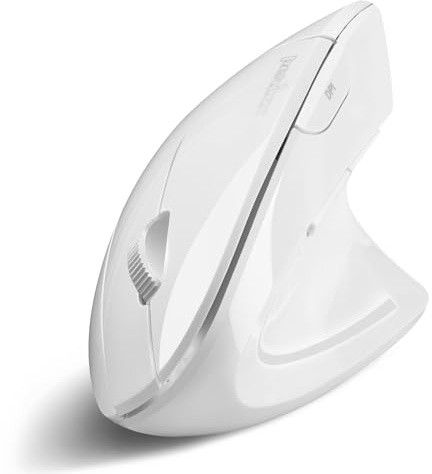 Perixx PERIMICE-813W Bluetooth Vertical Mouse - Wireless 3-in-1 Multi-Device Spec - Travelling Carry Bag - Ergonomic Right-Handed Design - White