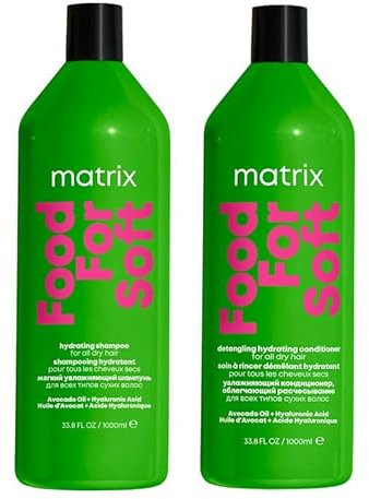 Matrix DUO Food For Soft Hydrating Shampoo with Avocado Oil and Hyaluronic Acid, for dry hair 1000ml & Food For Soft Detangling Conditioner with Avocado Oil and Hyaluronic Acid, for dry hair 1000ml