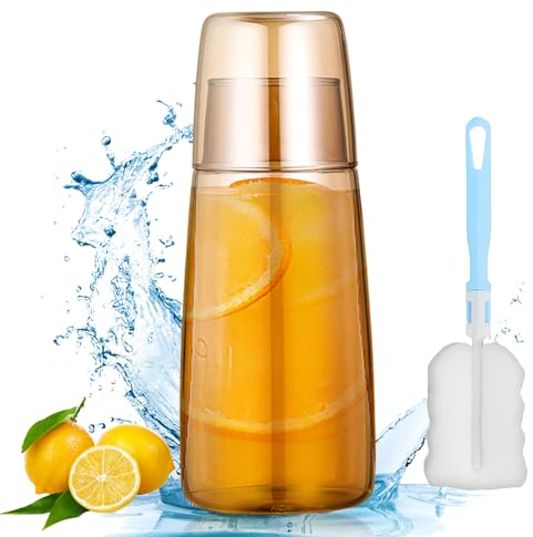 Juego de jarra de agua para mesita de noche con vaso, jarra de 750 ml y vaso de vidrio grueso, jarra de agua con vaso de cristal, botella de enjuague bucal, jarra con tapa para dormitorio, mesita de