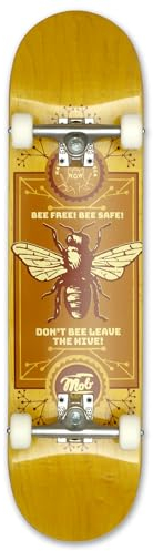 MOB Skateboards Bee 8.0 - Komplettboard 31 x 8 Zoll - Holzboard aus 7 Schichten Ahornholz - fertig montiert - Skateboard für Jugendliche, Erwachsene, Anfänger und Profis - Gelb