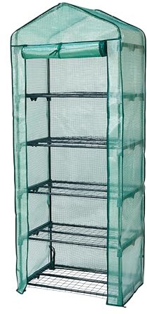 Top Home Solutions® Mini Greenhouse - 5 Tier Cold Frame With Green PE Cover, Roll-Up Zipped Door - Portable Greenhouse For Plants And Seedlings - Perfect for Outdoor Garden and Home