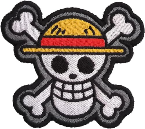 VALKYNEA 100% Embroidered Patch Inspired by Anime Fan Art/Luffy/Jolly Roger Skull/Patch Embroidery/Embroidered Applique (Thermoadhesive/Iron On)