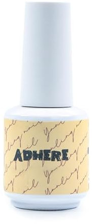 ADHERE Capa base ultra fuerte para dijes de uñas y uñas a presión, esmalte de gel de larga duración de 0.5 onzas líquidas, lámpara LED, base transparente UV para salón y manicura de diseño artístico