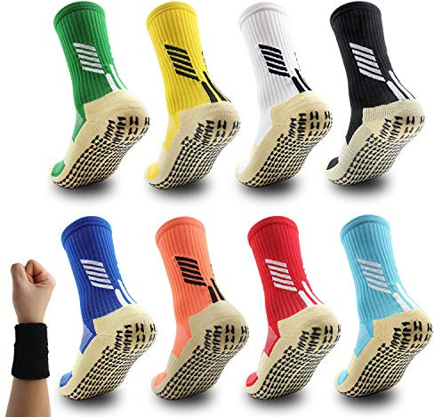 Dee Plus 2 Paar Anti-Rutsch Sportsocken mit Noppensohle für Fußball, Basketball, Yoga, Fitness, Pilates | Rutschfeste Socken Damen Herren als Barfußschuhe Indoor/Outdoor | 11 Farben