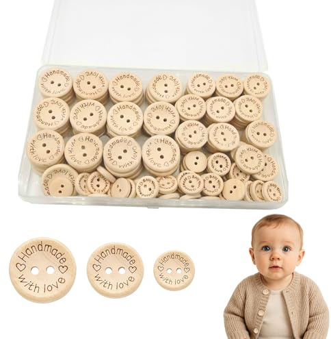 150Pcs Wooden Buttons 20mm 25mm 15mm