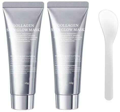 NHPY 2 Pièces Collagen Overnight Wrapping Peel Off Facial Mask avec 1 Racloir, Masque de Collagène pour le Visage, Masque De Nuit à Envelopper Le CollagèNe, Hydratation En Profondeur
