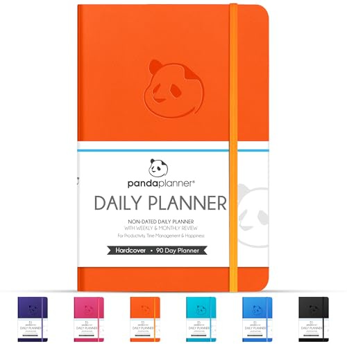 Panda Planner Agenda journalier, calendrier et journal de gratitude pour augmenter la productivité, gérer le temps et le bonheur – Couverture rigide, jour non daté – Planificateur trimestriel –