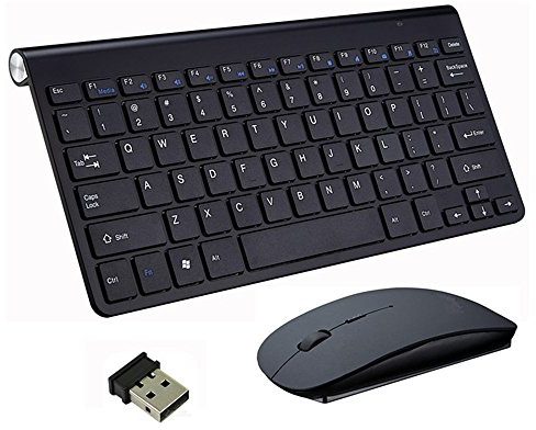 Teclado Inalámbrico y Mouse, EONANT Teclado 2.4G y Mouse Combo Set Ratón Ajustable Compacto de Tamaño Completo para DPI, Windows, Surface, Android Smart TV-UK Layout (Negro)