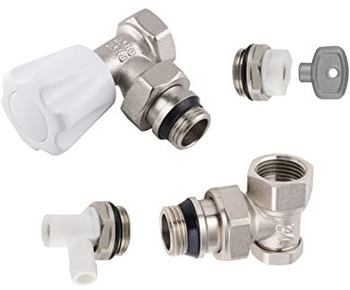 Kit Raccordement Radiateur Robinet Manuel Equerre + Coude de Réglage + Purgeur + Robinet de Vidange 15x21 (1/2) NOYON & THIEBAULT