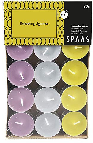 Spaas 30 Duft-Teelichter Farben Sortiert, ± 4,5 Stunden - Refreshing Lightness