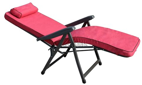 MilaniHome.it - Poltrona A Sdraio Imbottita Reclinabile Cuscino Poggiatesta Imbottito Alta Densità, Adatta A Giardino, Portico, Piscina E Relax Con Poggiapiedi Automatico