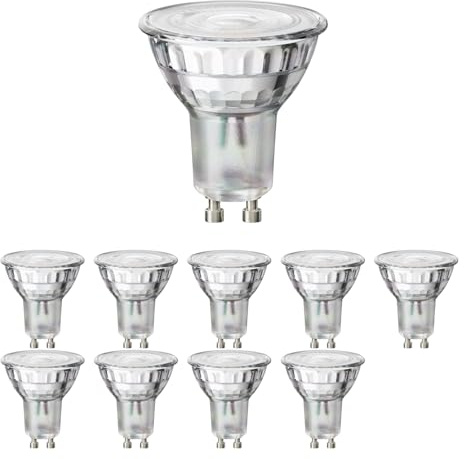 ledscom.de 10x GU10 LED-lampa, PAR16, varmvit (2700 K), 5,4 W, 510lm, 45°, reflektorspegel (silver)