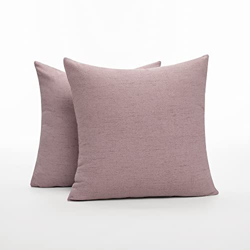 Deconovo Kissenbezug Leinen Optik Kissenhülle Kissenbezüge mit Verstecktem Reißverschluss Sofa Zierkissenhülle, 40x40 cm, Rosa Lila, 2er Set