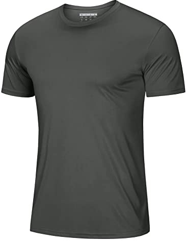 MAGCOMSEN Herr UV-skydd sportskjorta UPF 50+ snabbtorkande andningsaktiv Rashguard T-shirt simning fiske surfing, Mörkgrå, L