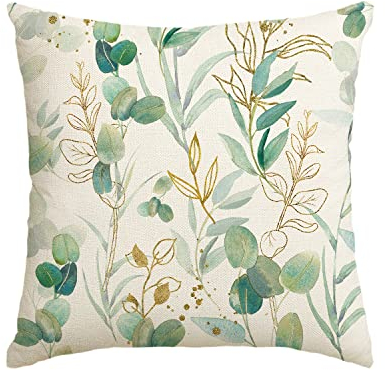 Artoid Mode Grün Eukalyptus Blätter Sommer Kissenbezug, 45x45 cm Frühling Saisonnal Zierkissenbezug Couch Wohnzimmer Deko
