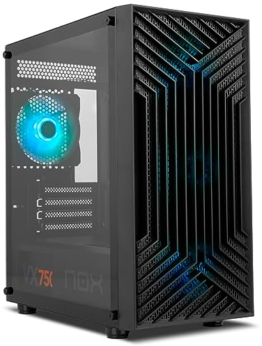 NOX XTREME PRODUCTS INFINITY EPSILON – Semitorre Micro ATX/ITX ARGB Rainbow, Frontal Mesh, Panel Lateral Cristal Templado, 4 Ventiladores 120 mm Incluidos, USB 3.0, Compatible Gráficas 310 mm, Negro