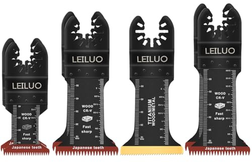 LEILUO 7Pcs Multitool Blades For Wood Metal, Long Multi Tool Blades | Titanium, Japanese Teeth Fast Cut, Oscillating Saw Blades Deep Cutting, Compatible with DeWalt, Makita, Milwaukee & More
