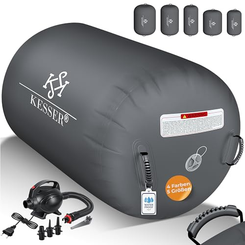 KESSER® Aufblasbare Airtrack | inkl. Tragetasche & elektr. Luftpumpe | Barrel Tumbling, Yoga, Fitnessmatte, Trainingshilfe, Turnmatte, Balance Trainer, Sportmatte, Gymnastikmatte, Workout