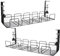 JMIATRY Under Desk Cable Management Tray Set of 2, No Drill Cable Tray for Storing Extension Cords and Hiding Wires, Metal Black Cable Rack with Clamp for Home, Office, Internet Cafe, Kitchen