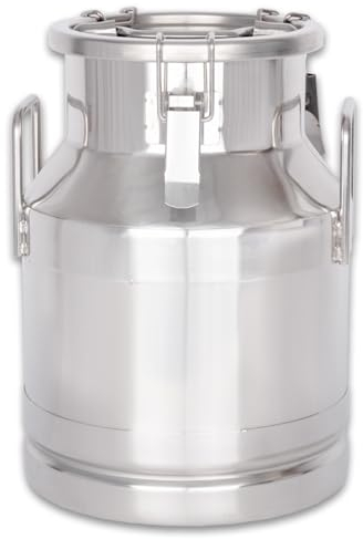 Beeketal 'BMK-10' Milchkanne Transportkanne 10 Liter aus Edelstahl, auslaufsicherer Deckel mit Spannverschluss und Gummidichtung, Molkerei Milch Kanne zum Transportieren oder zur Aufbewahrung