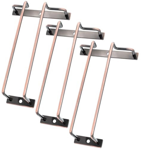 zoohot Portabicchieri da vino in rame rosso, 3 pezzi, 17,8 cm, supporto per calici da vino, per bar e cucina