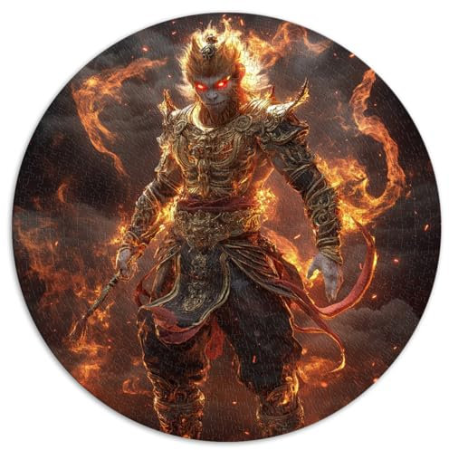 Jigsaw Puzzles for Adults 1000 Puzzle Toys,Black Goku,Round Jigsaw Puzzles,for Adults and Kids Age 12 Years Up,Cardboard puzzles,Challenging Game Puzzles size，67.5x67.5