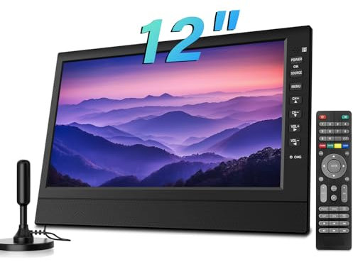 Feihe 12 Inch Small TV, Portable TV with HD Display, Antenna,HDMI,AV,USB Ports, Built-in Digital Tuner and Compact Design for Kitchen, RV, and Travel