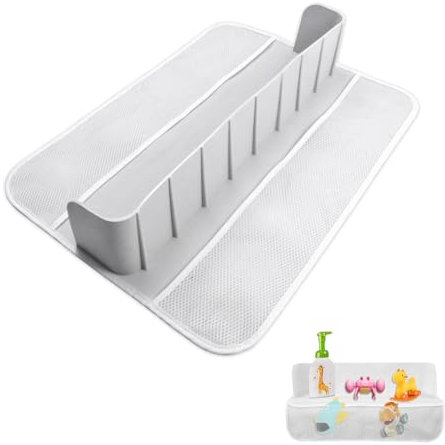 Bathtub Splash Guard, Splash Guard Bathtub For Children Play Shelf Bathtub Shelf Tray Silicone Bath Toy Organizer Foldable Bathtub Toy Storage Toy Net With 4 Mesh Pockets Bathtub Accessories