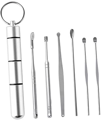 HAPINARY 6piezas Herramientas De Limpieza De Oídos Inoxidable Extractores De Cera Para Cuidado Auditivo Kit De Limpieza y Duradero Para Adultos y Adolescentes