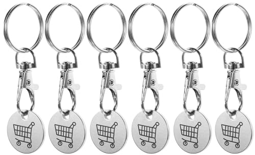 ShanBye Spesa Chiave Carrello,6 PCS Gettone Carrello Spesa Portachiavi in Metallo Chiave Rimovibile per Carrello della Spesa con Sgancio Rapido Gettoni per Trolley e Carrelli Supermercato