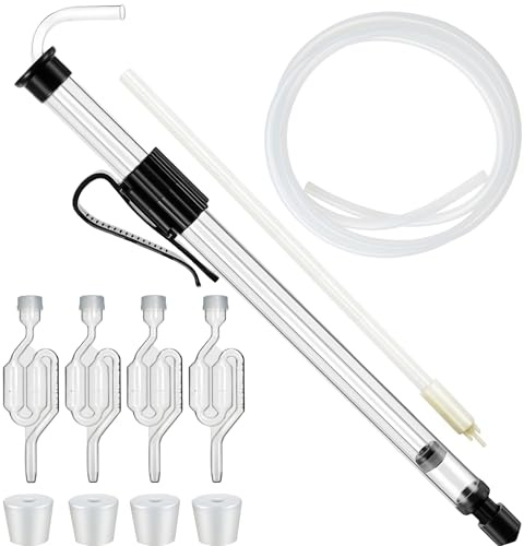 LURKA Auto Siphon for Wine Making, 14 Mini Siphon Pump with 6 Ft Tubing, Bottling Wand, Clamp, Airlock & Drilled Stopper – Complete Siphoning Kit for Mead, Beer, Kombucha, Home Brewing & Fermentation