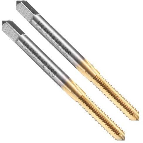 QUARKZMAN 2pcs Macho de Roscar de Canal Recto, M3.5 x 0.6 Métrico Recubierto de Titanio Herramienta de Roscado Y Fresado de Roscas, Acero Rápido 6542 (HSS 6542)