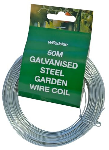 Woodside Galvanised Steel Garden Wire 1.2mm x 50m – Strong, Rust-Resistant & Multi-Purpose for Plant Support & Ties, Wire Fencing + Crafts & DIY