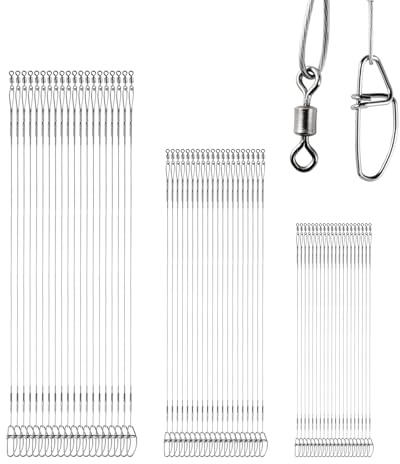 9Tong Stainless Steel Fishing Leader Freshwater Rigs Saltwater Fishing Leaders Strength Lure Snap Wire Leader Line White Nickel 60pcs