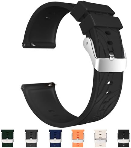 TODYSTRAP Uhrenarmband 22mm Silikon, Kautschuk Uhrenarmband Schwarz mit Schnellverschluss, Smartwatch Sport Weiche Ersatzarmband für Herren Damen, Silikonarmband 18mm 20mm 22mm