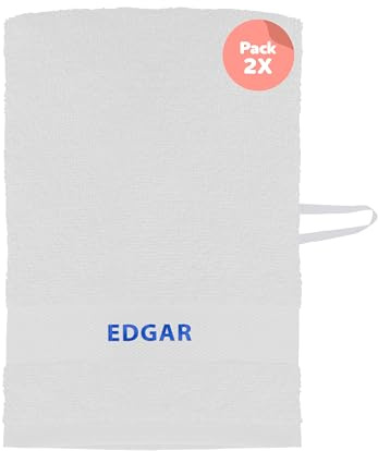 PRONENS. Pack 2 Toallas Guardería con Nombre Bordado Personalizable - Suaves, Absorbentes y Resistentes – 100% algodón – Colgador – Secado Fácil – 30x50cm (Blanco)
