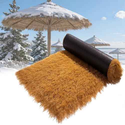 Hocomay Toit de gazon artificiel, palmier synthétique en palmier de foin - Rouleau de paille de style mexicain - Résistant aux intempéries - 1 m x 10 m