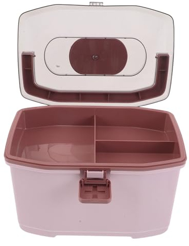 Baluue Boîte de Rangement pour Remède Portable Rose avec Poignée Compartiments Multiples en Plastique Solide Trousse à Pharmacie Familiale Compacte pour Maison Voyage et Urgence