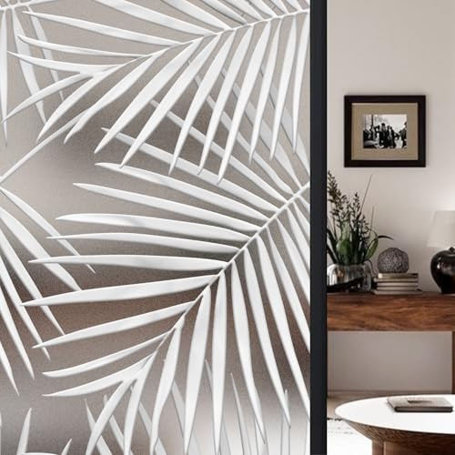 Chicskin Faux 3D Tropical Palm Leaves Frosted Privacy Window Film