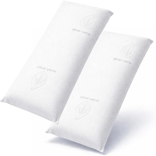 BRISOOS Almohadas Viscoelásticas 75 Pack 2 Aloe Vera de Núcleo Compacto Indeformable – Almohada 75 Ergonómica de Alta Densidad para Dormir de Lado y Boca Arriba, Doble Funda Antialérgica Transpirable