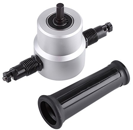 Generic Kit di Utensili per Roditrice a Doppia Testa in Metallo per Trapani Elettrici, Ideale per il Taglio di Acciaio, Alluminio, Rame e Acciaio Inossidabile