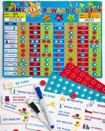 Jaques of London Large Magnetic Reward Charts for Children Behaviour | Star Chart with Space for 2 Children Aged 3+ | Ideal for Siblings | Educational Toys Since 1795