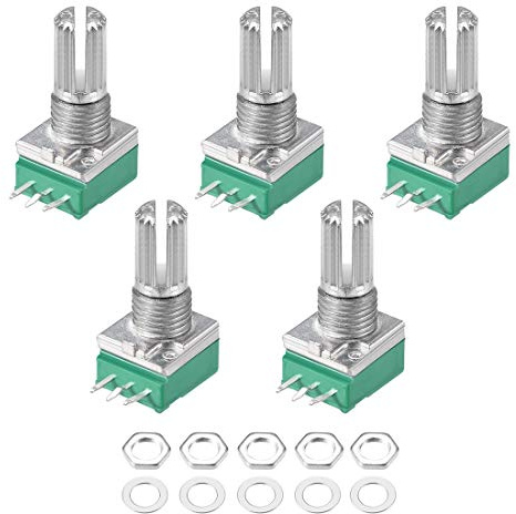 sourcing map 100KOhm Variable Résisteur Film Carbone Rotatif Simple Cône Potentiomètre, 5Pcs
