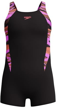 Speedo Mädchen Hyperboom Splice Legsuit | Chlorbeständig | Schnell trocknend | Stretchmaterial | Bequeme Passform | Einteiler Schwimmbekleidung, Coral Sands, 9-10