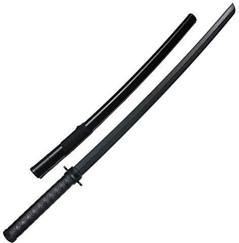 E-BOGU Polypropylene Wooden Style Black Sword with Black Saya Scabbard (38.5 Mokume)