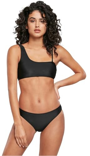 Urban Classics Top de Bikini Para Mujer Reciclado Asimétrico Bikini Mujer, Negro, S