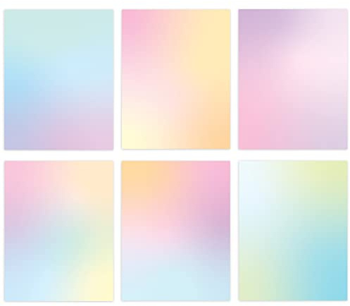 Pastell gradient papperspapper, estetiskt papper 20 x 28 cm, 60 ark, färgglatt skrivpapper, vackert stationärt papper, dekorativt klippbokspapper
